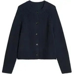 Marc O'Polo Damen Strickjacke - Rippstrick-Cardigan, Rundhals, Cotton, Loose Fit