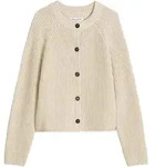 Marc O'Polo Damen Strickjacke - Rippstrick-Cardigan, Rundhals, Cotton, Loose Fit