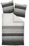 Janine Bettw&auml;sche 2 teilig - DAVOS, Feinbiber, Baumwolle, Schriftzug Grau 155x220cm