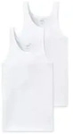 SCHIESSER Herren Unterhemd 2er Pack - &auml;rmellos, Cotton Essentials, Feinripp Wei&szlig; M