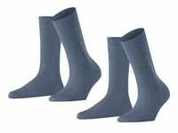 Burlington Damen Socken 2er Pack - Everyday Kurzstrumpf, Onesize, Unifarben Blau