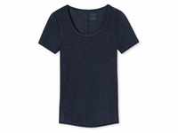 SCHIESSER Damen T-Shirt - Rundhals, Unterhemd, Personal Fit, Basic, Stretch Blau L