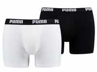 PUMA Herren Boxer Shorts, 2er Pack - Boxers, Cotton Stretch, einfarbig Weiß/Schwarz