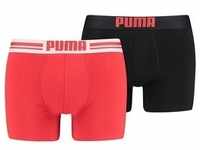 PUMA Herren Boxershorts - Placed Logo Boxer, Everyday, 2er Pack Rot S