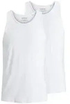 JACK&JONES Herren Tanktop, 2er Pack - JACBASIC TANKTOP, einfarbig, Baumwolle Wei&szlig; L