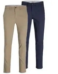 JACK&JONES Herren Chino-Hose, 2er Pack - JPSTMARCO JJDAVE 2PK, L&auml;nge 32 Beige/Blau