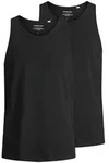 JACK&JONES Herren Tanktop, 2er Pack - JACBASIC TANKTOP, einfarbig, Baumwolle Schwarz