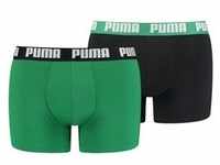 PUMA Herren Boxer Shorts, 2er Pack - Boxers, Cotton Stretch, einfarbig Grün/Schwarz