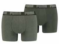 PUMA Herren Boxer Shorts, 2er Pack - Boxers, Cotton Stretch, einfarbig Grün Melange