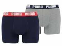 PUMA Herren Boxer Shorts, 2er Pack - Boxers, Cotton Stretch, einfarbig Blau/Grau