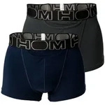 HOM Herren Boxer Shorts, 2er Pack - HOM Boxerlines #2, Baumwolle Blau/Grau XL