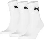 PUMA Unisex Sportsocken, 3 Paar - Short Crew Socks, Tennissocken, einfarbig Wei&szlig; /
