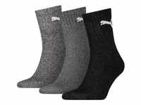 PUMA Unisex Sportsocken, 3 Paar - Short Crew Socks, Tennissocken, einfarbig Grau