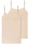 SCHIESSER Damen Spaghettitop, 2er Pack - Single Jersey, Serie 95/5, uni Beige (Sand)