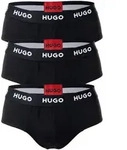 HUGO Herren Slips, 3er Pack - Hip Briefs Triplet Pack, Logo, Cotton Stretch Schwarz /