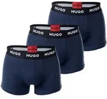 HUGO Herren Boxer Shorts, 3er Pack - Trunks Triplet Pack, Logo, Cotton Stretch Blau