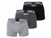 BOSS Herren Trunks, 3er Pack - 3P Power, Boxershorts, Cotton Stretch, Logo, uni Grau