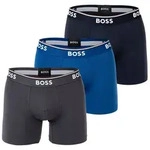 BOSS Herren Boxershorts, 3er Pack - Boxer Briefs 3P Power, Cotton Stretch, Logo Blau