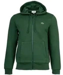 LACOSTE Herren Sweatjacke mit Kapuze - Zipper, aufgerautes Fleece Gr&uuml;n M