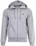 LACOSTE Herren Sweatjacke mit Kapuze - Zipper, aufgerautes Fleece Grau / L