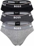 BOSS Herren Slips, 3er Pack - Briefs 3P Power, Cotton Stretch, Logo, einfarbig Grau L