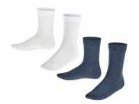 FALKE Kinder Socken, 2er Pack - Happy, Kurzsocken Weiß/Blau 39-42