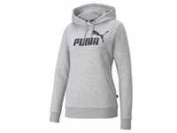 PUMA Damen Pullover - ESS Logo Hoodie, Rundhals, Langarm, Kapuze, uni Grau M