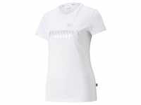 PUMA Damen T-Shirt - ESS+ Metallic Logo Tee, Rundhals, Kurzarm, uni Weiß M