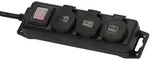 3-fach Std-Verteiler H07RN-F3G1.5 schwarz, mit Schalter, IP44 - 2m