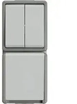 Aufputz-Serienschalter-Kombination Steckdose mit Klappdeckel - 151 x 66 x 54 mm