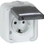 Aufputz-Steckdose PEHA IP44, Schuko, Beschriftung, grau D 6620 WAB NA - 1-fach
