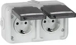 Aufputz-Steckdose PEHA IP44, Schuko, Beschriftung, D 6632 WAB NA - 2-fach