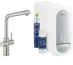 Sp&uuml;ltischmischer Grohe Blue Home Starter Kit, L-Auslauf supersteel mit Filter