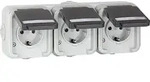Aufputz-Steckdose PEHA IP44, Schuko, Beschriftung, D 6633 WAB NA - 3-fach