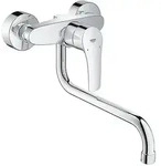 Wand-Sp&uuml;ltischmischer Grohe Eurosmart mit Schwenkauslauf, Ausladung 276 mm, chrom -