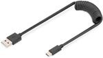 DIGITUS USB 2.0 - USB - A auf USB - C Spiralkabel max. 1m