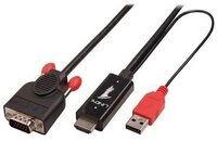 LINDY HDMI an VGA Kabel mit USB Typ A f&uuml;r Strom 1080p 1m