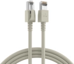 RJ45 Patchkabel Cat.6A S/FTP FRNC, VC LED grau 15m