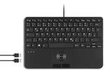 Perixx PERIBOARD-526 H DE, Kabelgebundene Mini-USB-Tastatur, Trackball, USB Hub