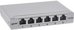 InLine&reg; Patchfeld Cat.6A 0,5HE 6-fach, Tisch/Wand/Hutschiene, grau, Staubschutz