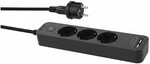 helos Steckdosenleiste ADVANCED, 3-fach, USB-Charger schwarz, 1,5m, mit Schalter