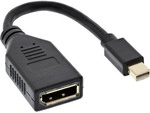 InLine&reg; Kabel Mini DisplayPort ST zu DisplayPort BU, 4K2K, schwarz, 0,15m