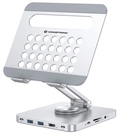 Conceptronic DONN26G Tablet-St&auml;nder mit 8-in-1-Dockingstation, 360&deg; drehbare Basis,