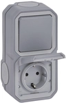 Legrand 069746L Plexo New FRAP IP44 Kombi Wechsel/Schuko grau senkrecht