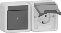 GIRA 417730 Kombi Aus-Wechsel/SCHUKO- Steckdose waagerecht KD WG AP IP44 Grau
