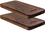 2er InLine&reg; woodplate, USB Powerbank 5.000mAh, mit LED Status Anzeige, Echtholz