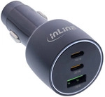 InLine&reg; USB KFZ Stromadapter Power Delivery, 2x USB-C + QC 3.0 USB-A, schwarz
