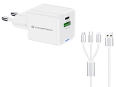 Conceptronic 2-Port 33W GaN USB-PD-Ladeger&auml;t mit 3-in-1-Ladekabel, USB-C x 1, USB-A