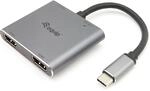 Equip Dock 4-1 USB-C->2xHDMI,USB-A,100W USB-C 0.15m