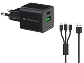 Conceptronic 2-Port 33W GaN USB-PD-Ladeger&auml;t mit 3-in-1-Ladekabel, USB-C x 1, USB-A